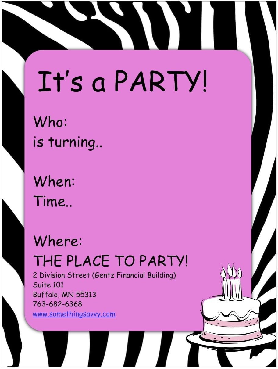 Doc    Free Printable Girl Birthday Party Invitations â Free